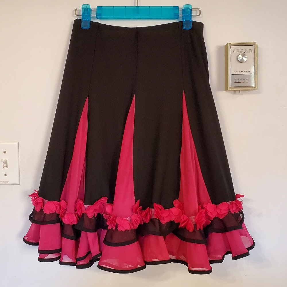 Pink and Black Ruffles Skirt